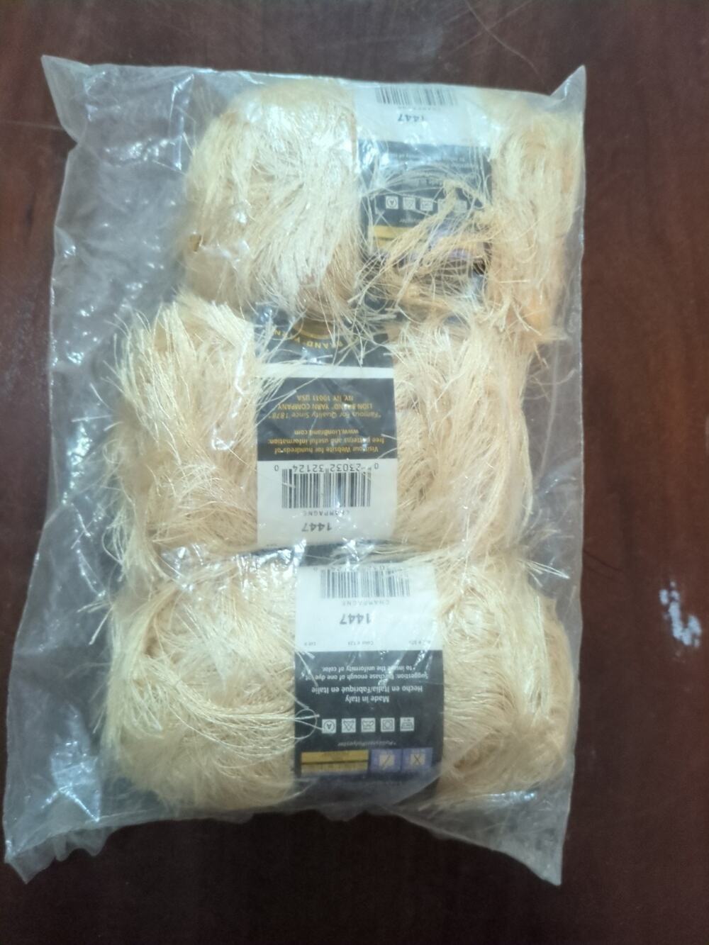 Fun Fur Eyelash Yarn 3 Skein Lot Color Champagne Lion Brand